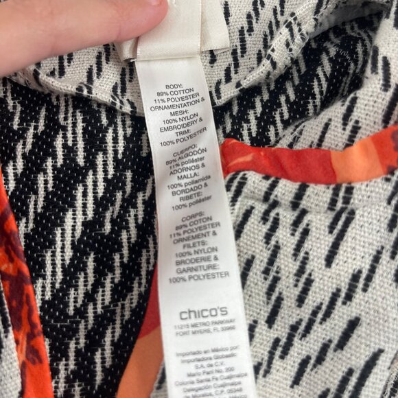 Chico's Embroidered Artisan Applique Jacket Size 2 Large Soft - Picture 3 of 5